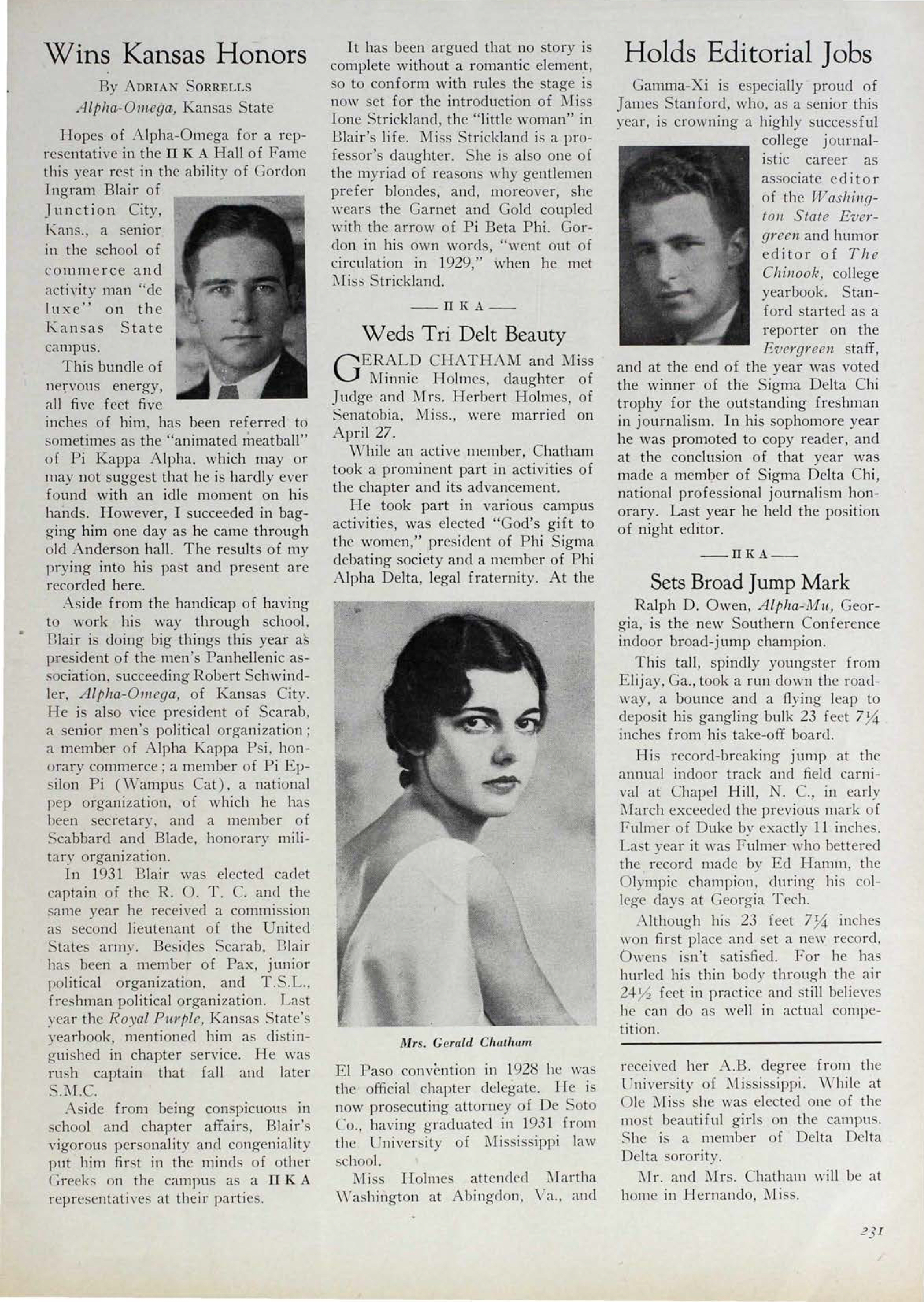 Wins Kansas Honors, June 1932